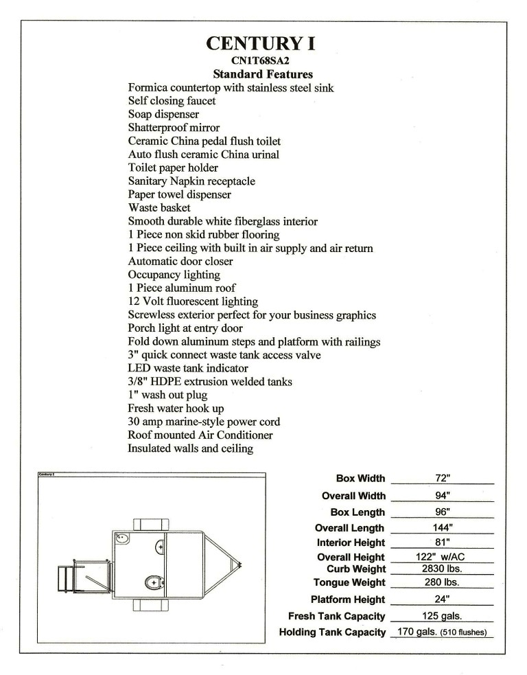 Century I Restroom Trailer Detailed View