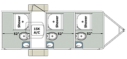 Three Place Restroom And Shower Trailer / Bathroom And Shower Trailer CN3C616SA4