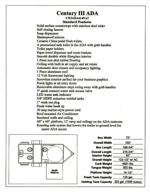 Three Place Shower And Restroom Trailer Wheelchair Access / Bathroom And Shower Trailer Wheelchair Access CN3ADA614SA3