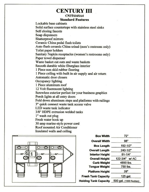 Three Place Bathroom Trailer / Restroom Trailer CN3T616SA4