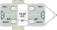 Four Place Restroom Trailer / Bathroom Trailer CN4T612SA3