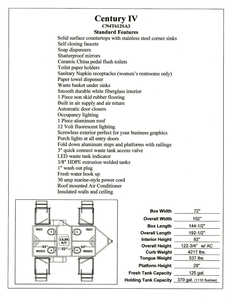 Century IV Restroom Trailer Detailed View