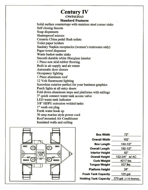 Four Place Restroom Trailer / Bathroom Trailer CN4T612SA3 (  2 Men / 2 Women )