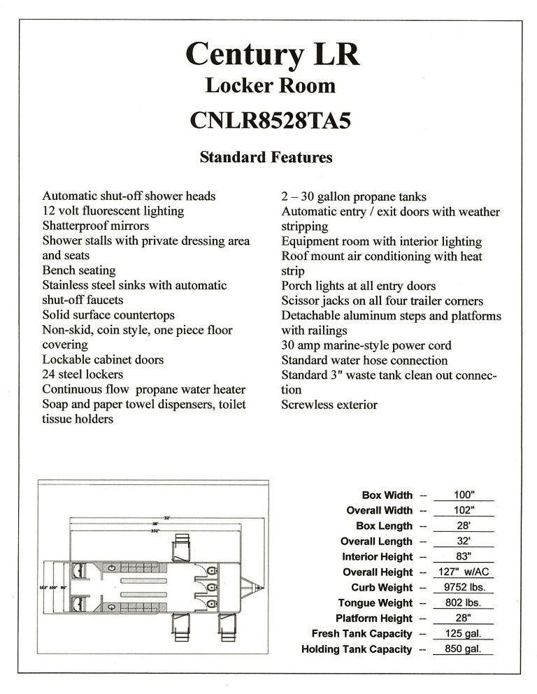 Century Locker Room Restroom Trailer Detailed View
