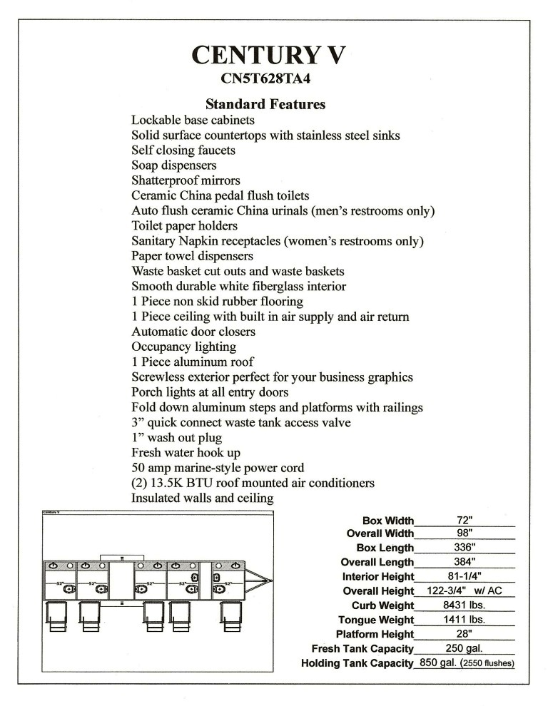Century V Restroom Trailer Detailed View