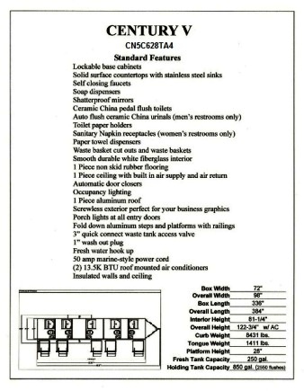 Five Place Restroom And Shower Trailer / Shower Trailer CN5C628TA4