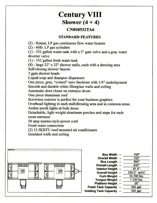 4+4 Eight Place Shower Trailer