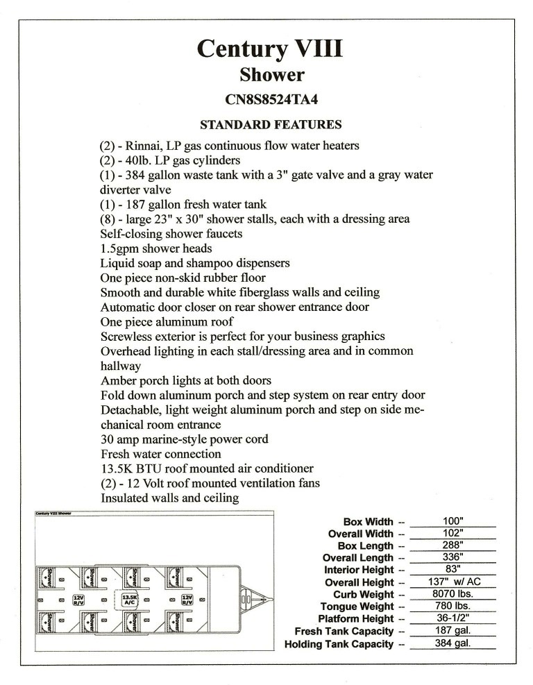 Century VIII Shower Trailer Detailed View